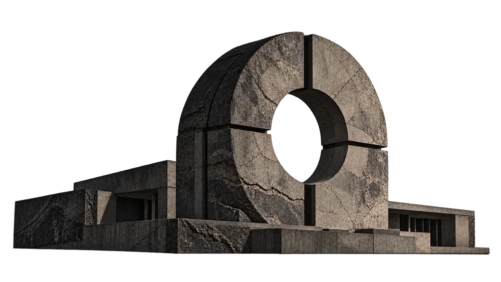 Generated illustration: a fictional circular stone observatory on a low foundation.