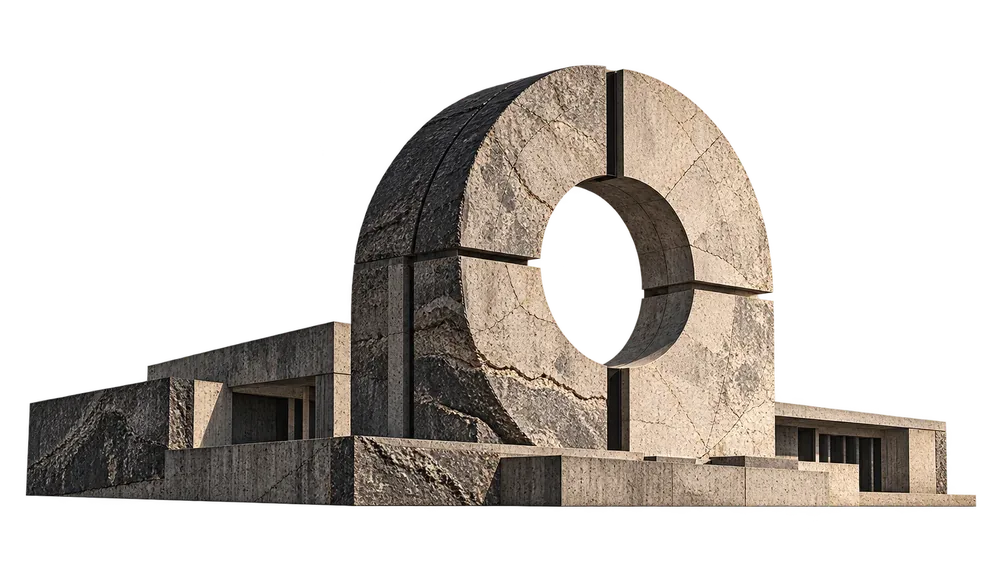 Generated illustration: a fictional circular stone observatory on a low foundation.